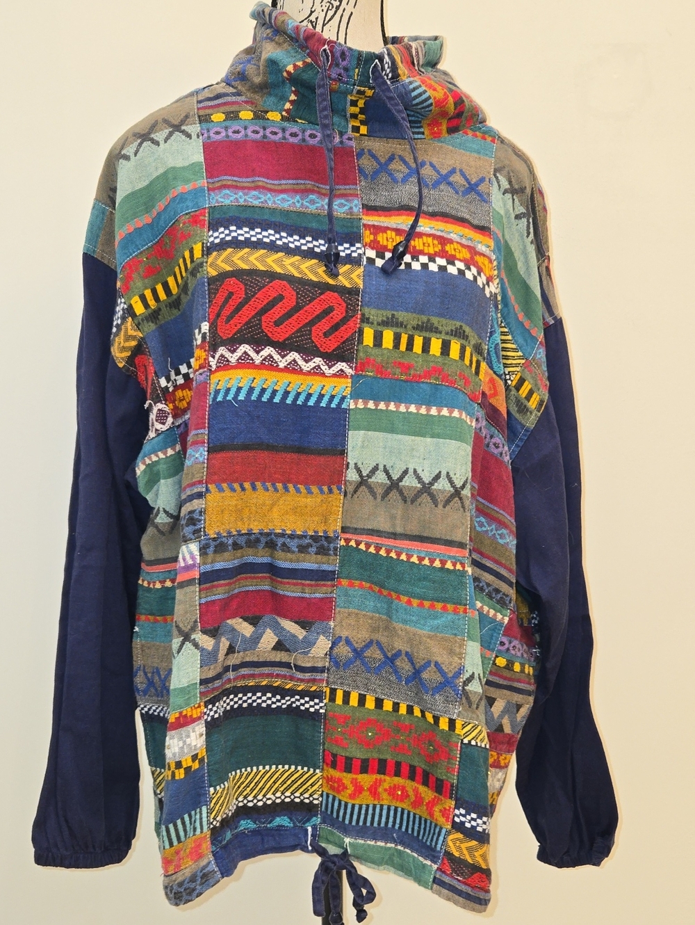 Angelique Colorful Patchwork Pullover Hoodie - Multicolor Size Free